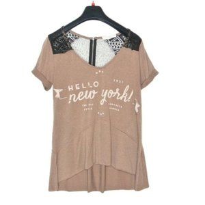 Scrapbook Brown Tunic V Neck New York M